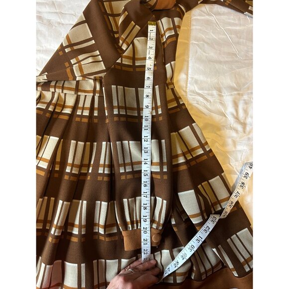 VTG 60’s Promenade MOD Brown Plaid Dress Made In Italy Sz 10 Brady Bunch Retro - Picture 11 of 13